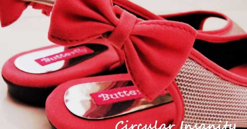 Butterfly Pink - Grey Peep Toe Flats 