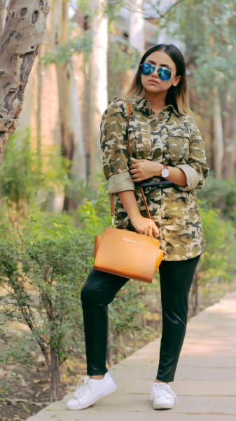 Camouflage:: Oversized Shirt & Leather Leggings