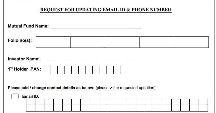 CAMS-Download Email And Mobile Updation Form For Mutual Funds
