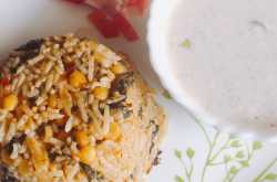 CHANA DAAL PALAK PULAO WITH CUCUMBER RAITA