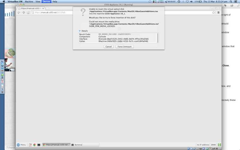 CS50 Appliance - Error "Could Not Mount The Media/drive 