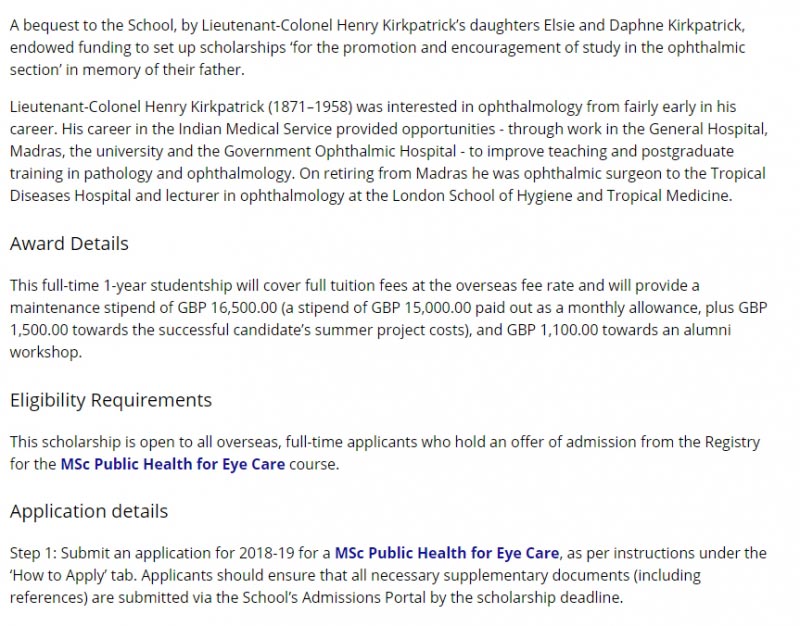 Careers Jobs In Pakistan: Lieutenant-Colonel Henry Kirkpatrick International Masters Scholarships In UK