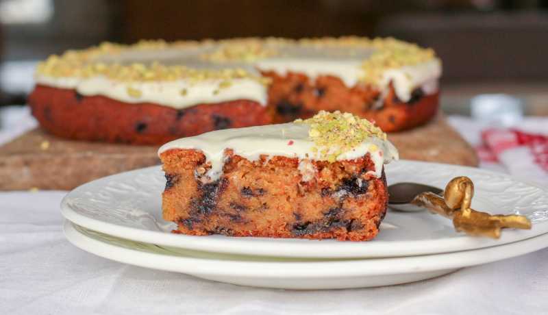 Carrot Chocolate Chip Cake With Lemon Cream Cheese Frosting