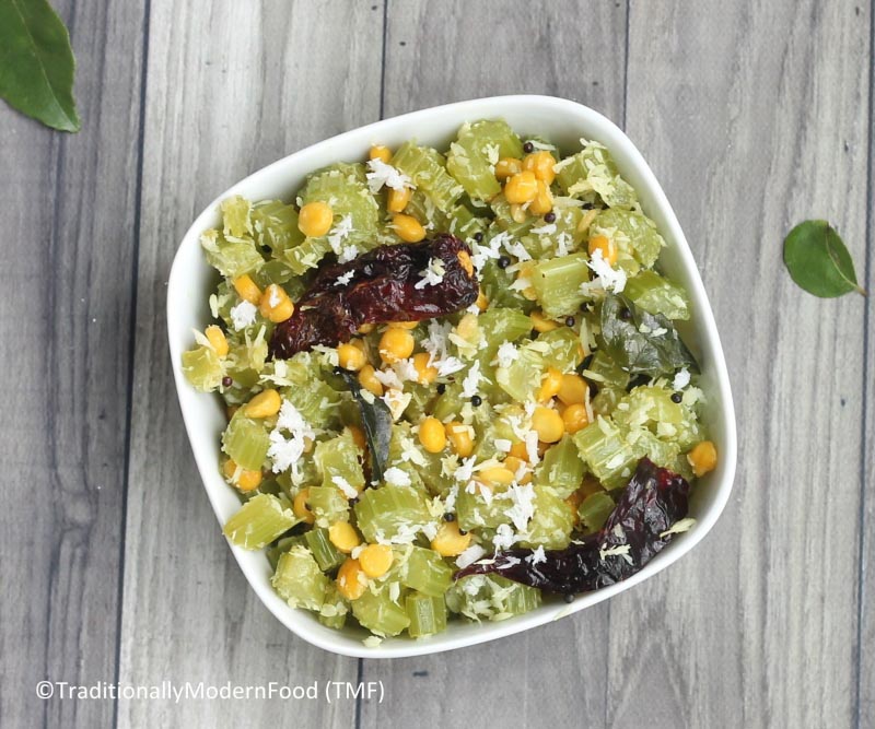 Celery Thengai Poriyal | Celery Curry