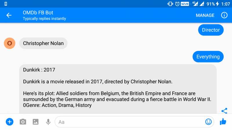 Chatbot Chronicles: OMDb Facebook Messenger Bot