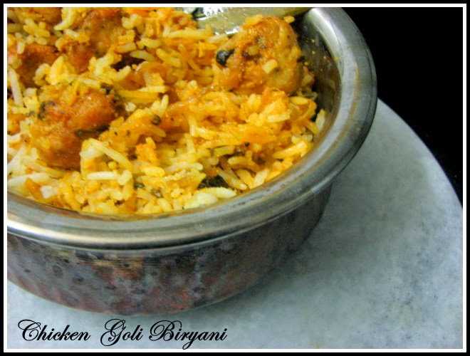 Chicken Goli Biryani ( Chicken Balls Cooked With Rice And Spices)