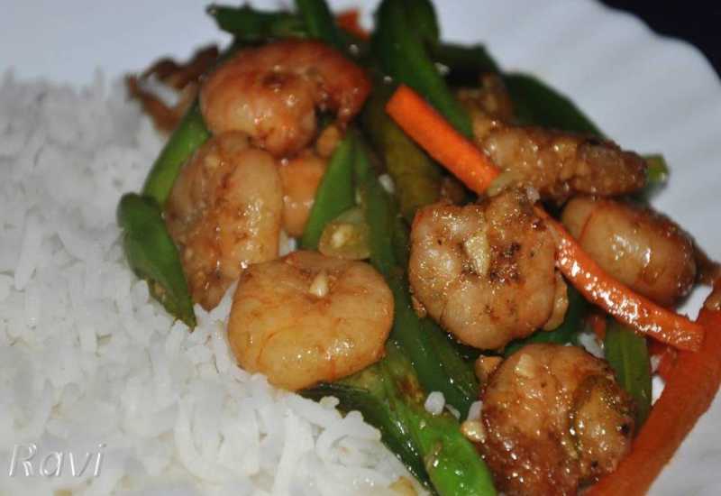 Chilly Garlic Stir Fry Shrimp With Veggies
