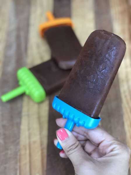 Chocolate Almond Butter Banana Popsicles