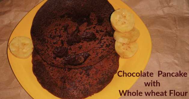 Chocolate Pancake With Whole Wheat Flour - Eggless Breakfast#RecipeRedux