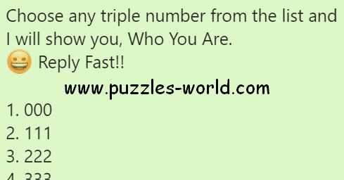 Choose Any Triple Number Whatsapp Game