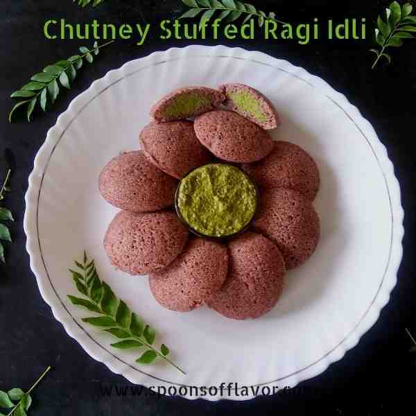 Chutney Stuffed Ragi Idli | Stuffed Ragi Idli 
