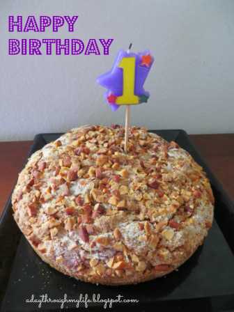 Coffee Cake With Almond Topping - First Blog Anniversary Special