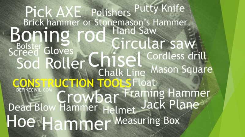 Construction Tools And Their Uses Complete LIST [50+]