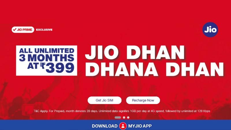 Continue “Jio Dhan Dhana Dhan” Offer With New Packs | ISpyPrice.com