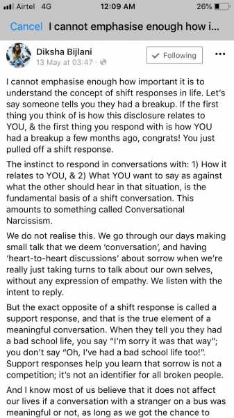 Conversational Narcissism / Shift Response Vs Support Response - Annkur