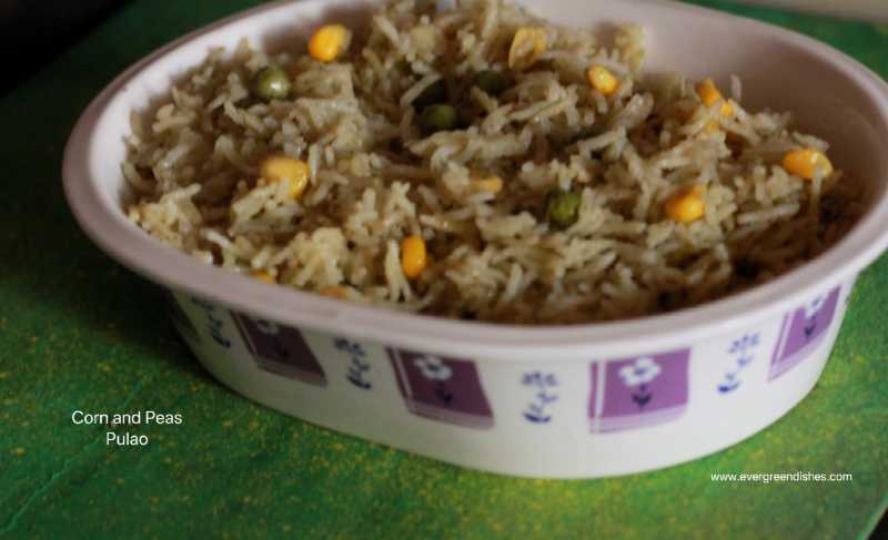 Corn And Peas Pulao / No Onion Garlic Recipe