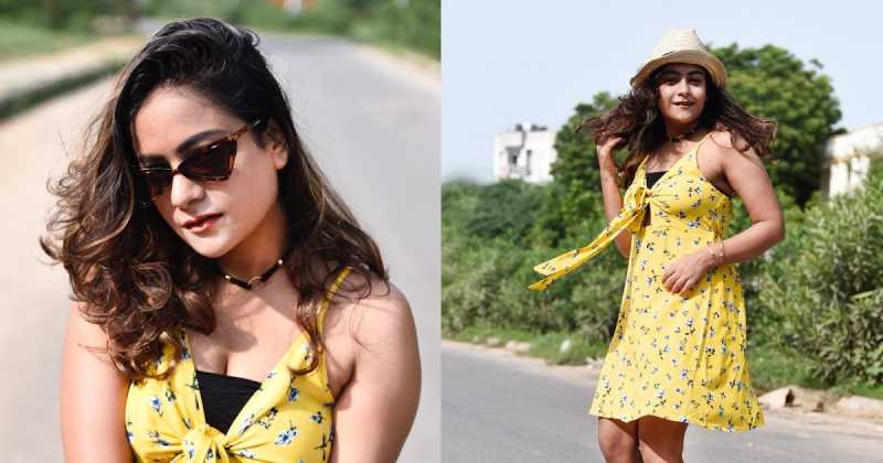 Country Girl In Yellow Summer Dress