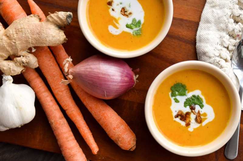 Curry Spiced Squash And Carrot Soup + Toasted Garlic - The India Edition