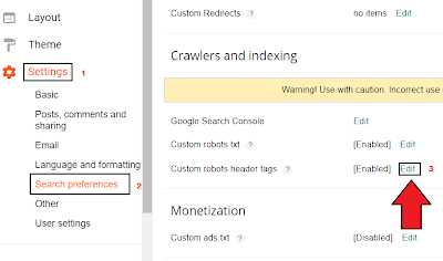 Custom Robots Header Tags Setting For Blogger Users