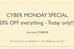 Cyber Monday Deal - Our best ever! 20% off everything.