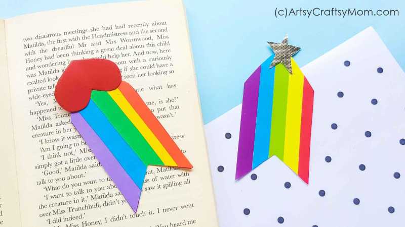 DIY Rainbow Heart Bookmark For Kids