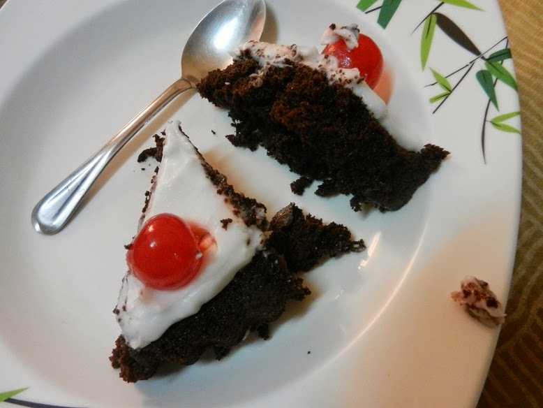 Dairy Free, Eggless, Black Forest Cake With Coconut Cream Topping