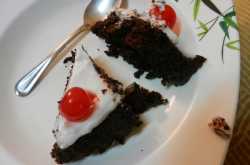 Dairy free, eggless, Black Forest Cake with Coconut Cream topping