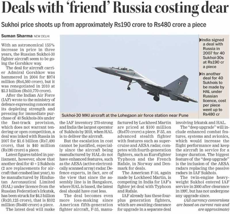 Deals With "friend" Russia Costing Dear