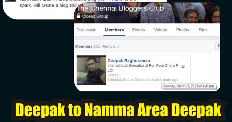 Deepak To Namma Area Deepak – My Journey Of Blogging #ChennaiBloggers