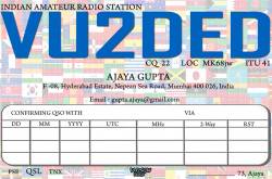 designed qsl card for vu2ded :