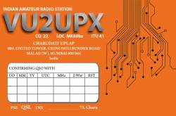 Designed QSL Card For VU2UPX :