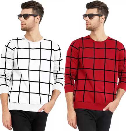 Designer Checkered Men Round Neck Linning T-Shirt