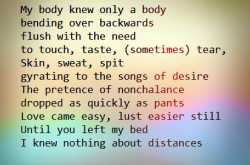 Distances - a poem in two parts 