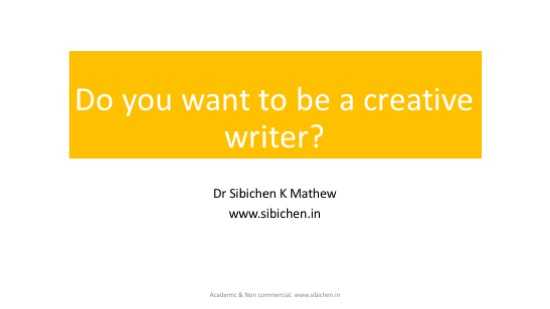 Do You Want To Be A Creative Writer?