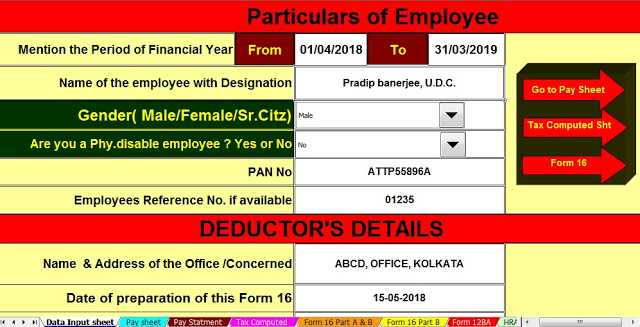Download Automated All In One TDS On Salary For Private  Employees For F.Y.2018-19 With Tax Deduction Under Section 80DDB And 80C For AY 2019-20
