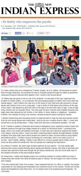 Dr Safety Who Empowers Psyche: Indian Express Newspaper