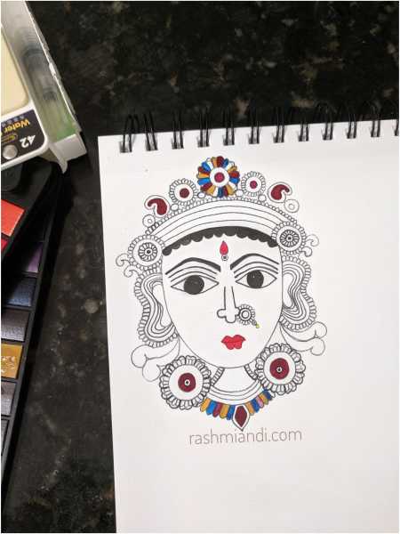 Draw Kalamkari - Durga Devi Face | Rashmi & I