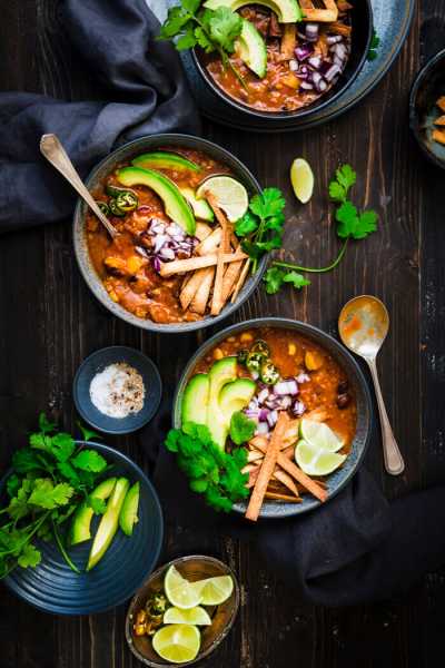 Dump & Start Red Lentil Tortilla Soup + Video Tutorial - Sandhya