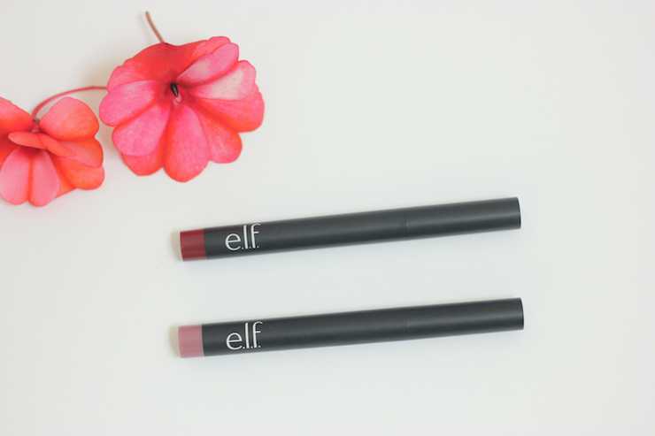 ELF Cosmetics Matte Lip Color In Rich Red, Tea Rose Review Swatches