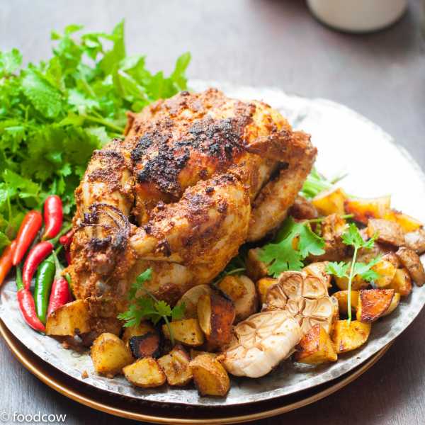 Easy Indian Style Chicken Roast - Whole Chicken Roasted With Desi Indian Spices