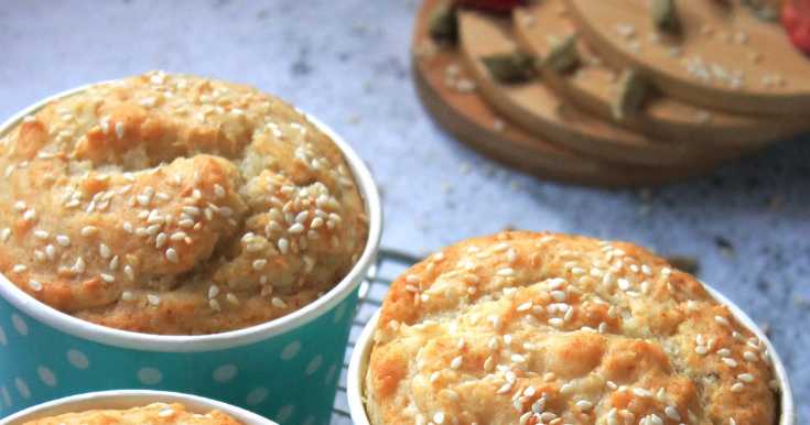 Eggless Cardamom Rose Muffins