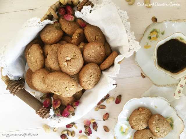 Eggless Cashew And Pistachio Cookies.