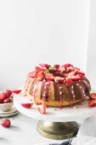 Eggless Fennel Strawberry Swirl Bundt Cake - The Cupcake Confession