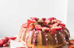Eggless Fennel Strawberry Swirl Bundt Cake - The Cupcake Confession