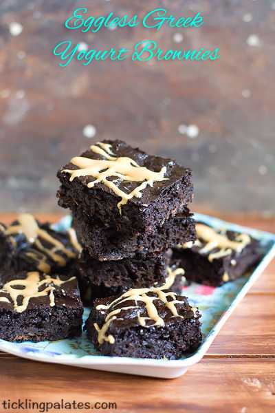 Eggless Greek Yogurt Brownies Recipe - Glutenfree | Tickling Palates