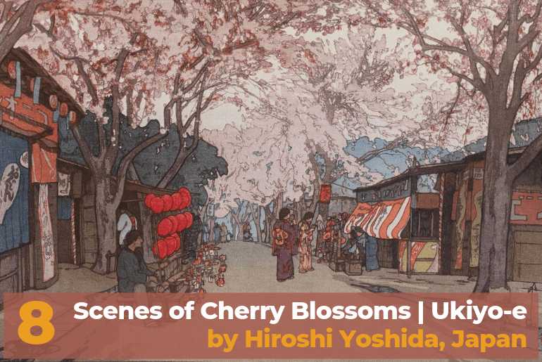 Eight Scenes Of Cherry Blossoms : Ukiyo-e By Hiroshi Yoshida | Japan