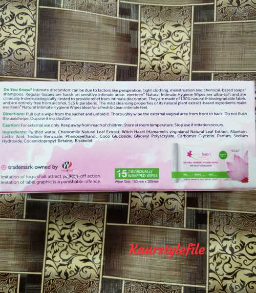 Everteen Natural Intimate Hygienic Wipes- Review
