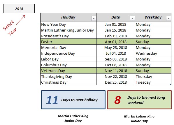 Excel Holiday Calendar Template (FREE Download)