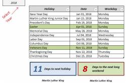 Excel Holiday Calendar Template (FREE Download)