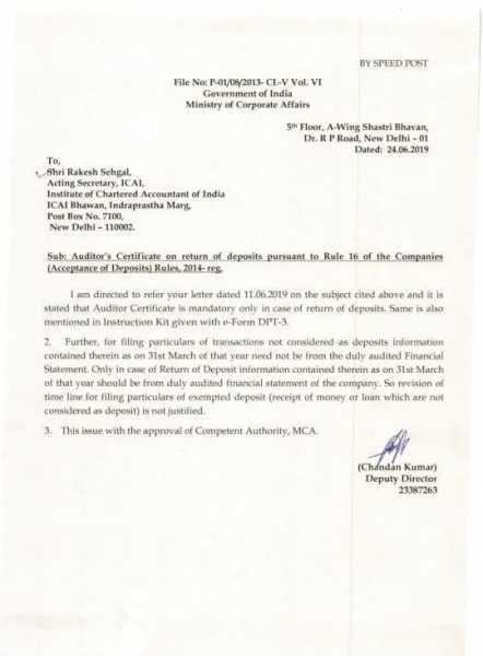 Extension Of Due Date Of DPT-3 For Exempt Deposits Not Justified: MCA